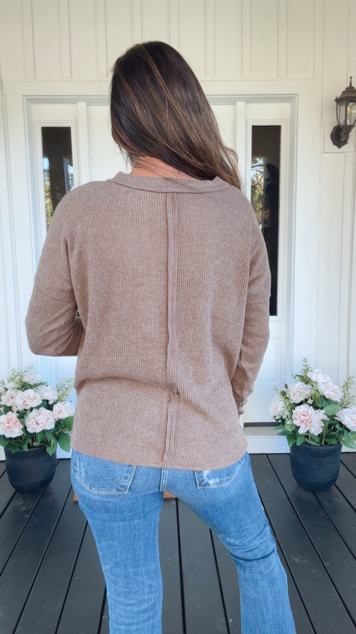 Casual Tuesday Ribbed Knit Sweater in Mocha