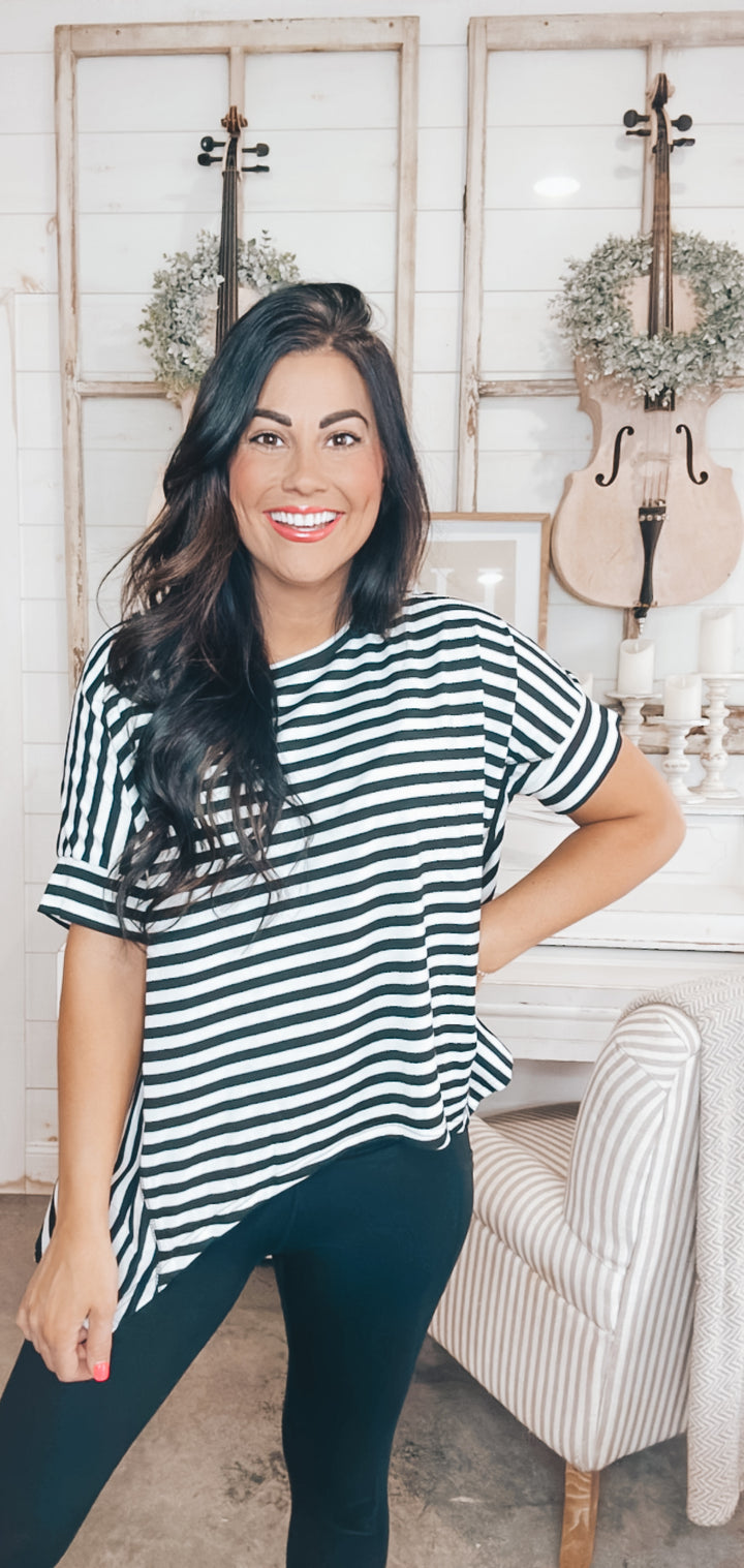 No Stopping It Striped Oversized Top