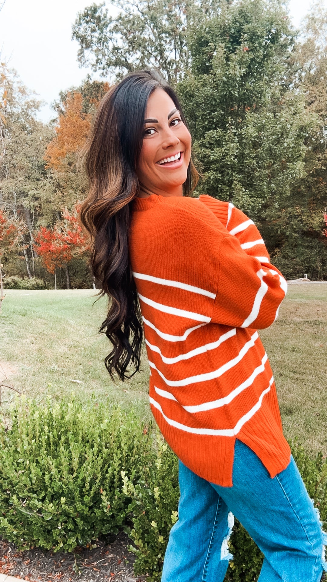 Stand Out Rust Striped Oversized Knit Sweater