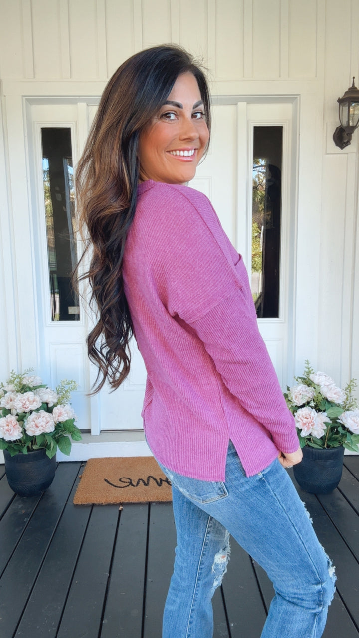 Casual Tuesday Ribbed Knit Sweater in Light Plum