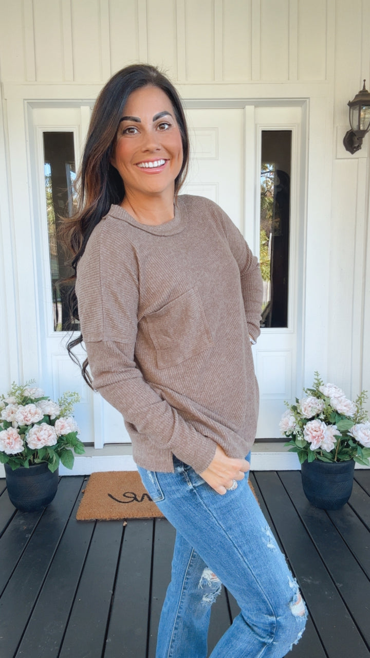Casual Tuesday Ribbed Knit Sweater in Mocha