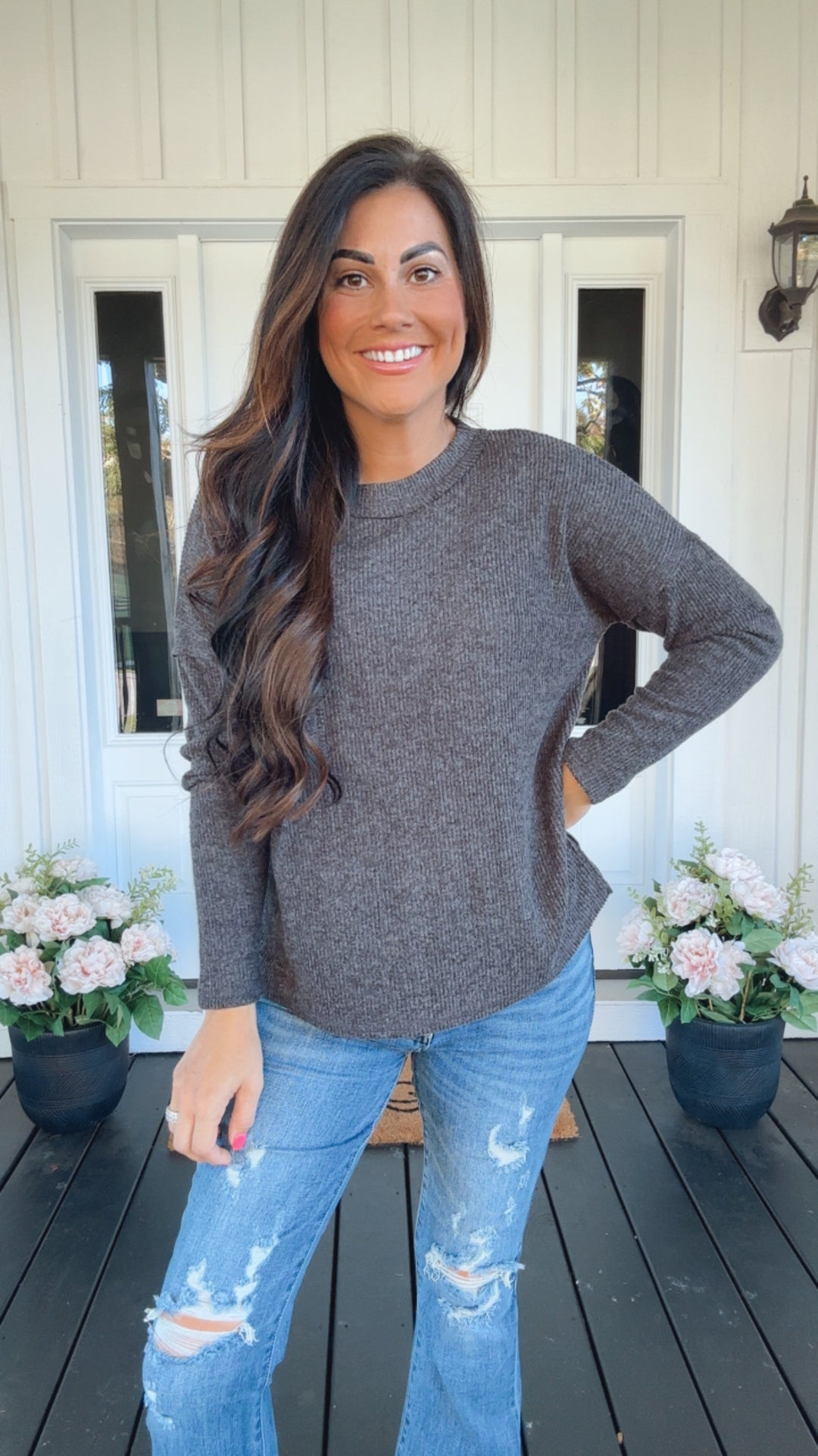 Casual Tuesday Ribbed Knit Sweater in Black