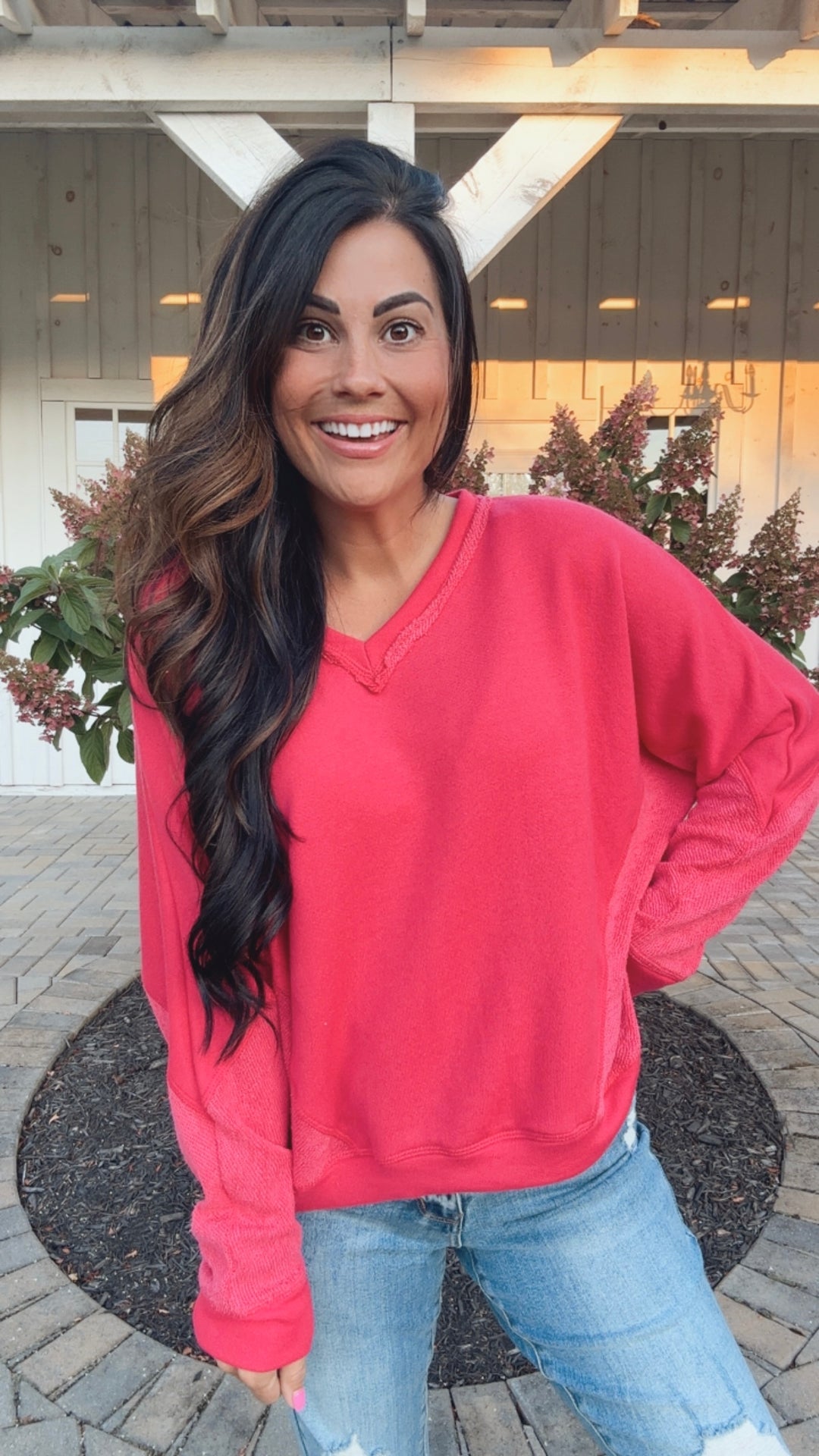 Fuchsia Two-Toned Sweatshirt