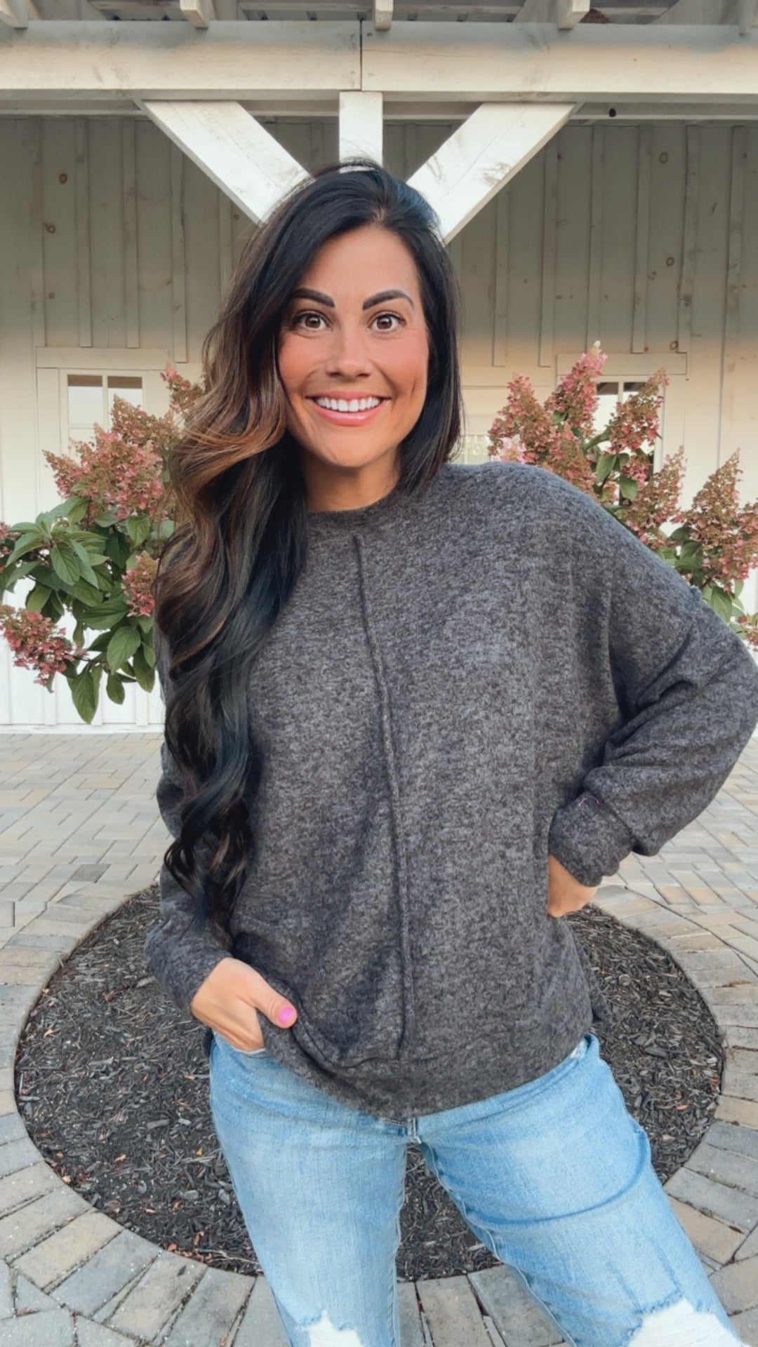 Lock Eyes Gray Exposed Seam Melange Sweater