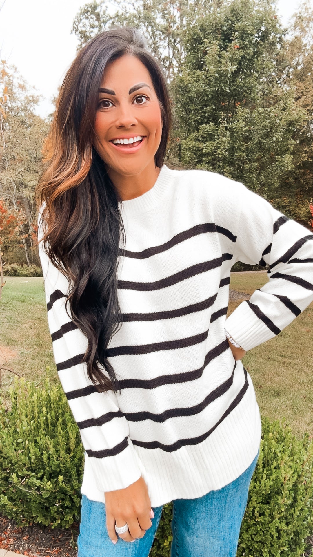 Stand Out Ivory Striped Oversized Knit Sweater