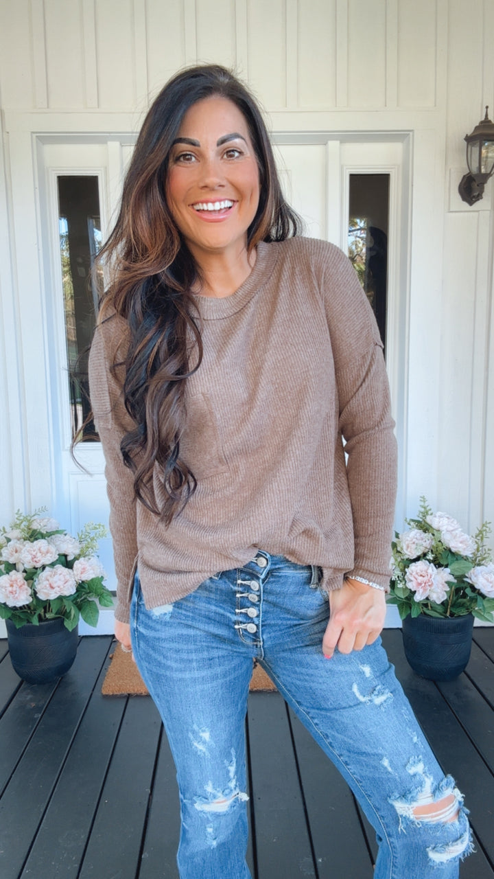 Casual Tuesday Ribbed Knit Sweater in Mocha