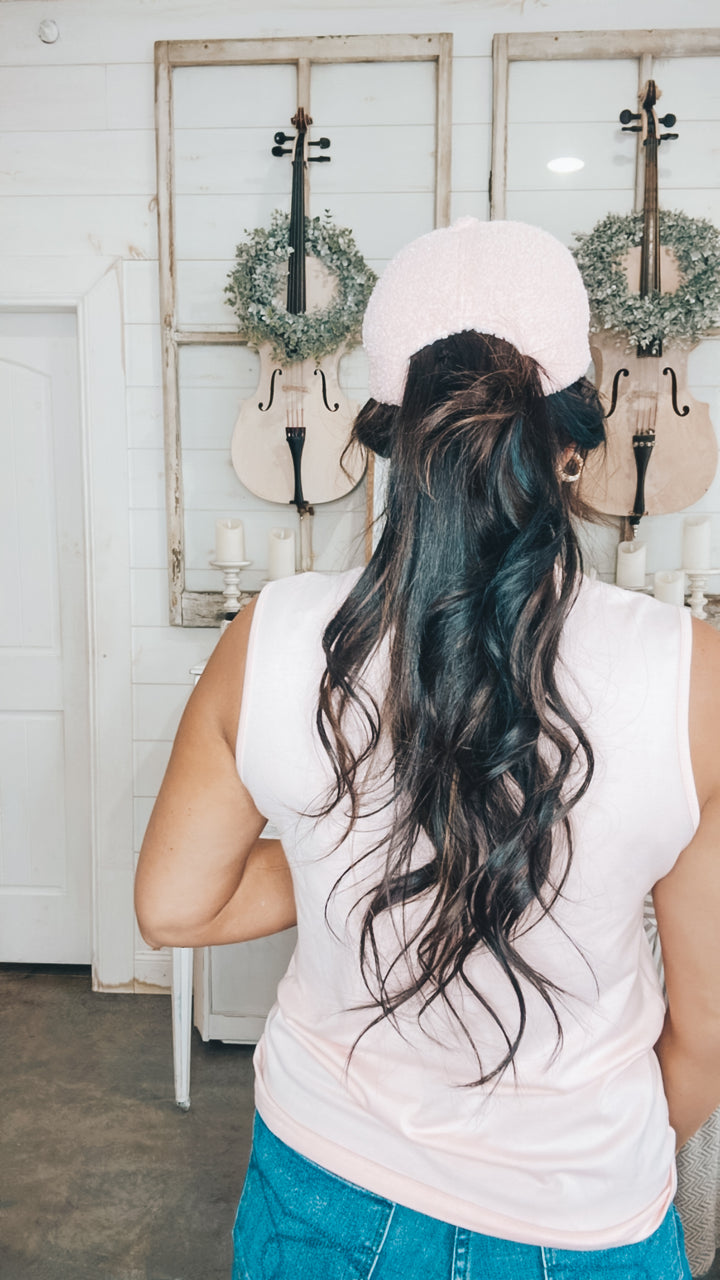 Lyla Sherpa Ball Cap in Pink