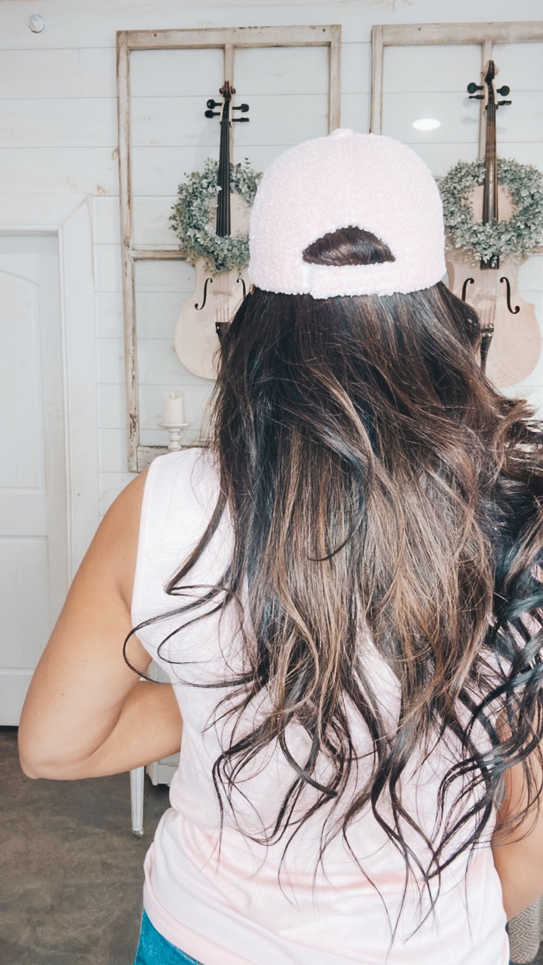 Lyla Sherpa Ball Cap in Pink