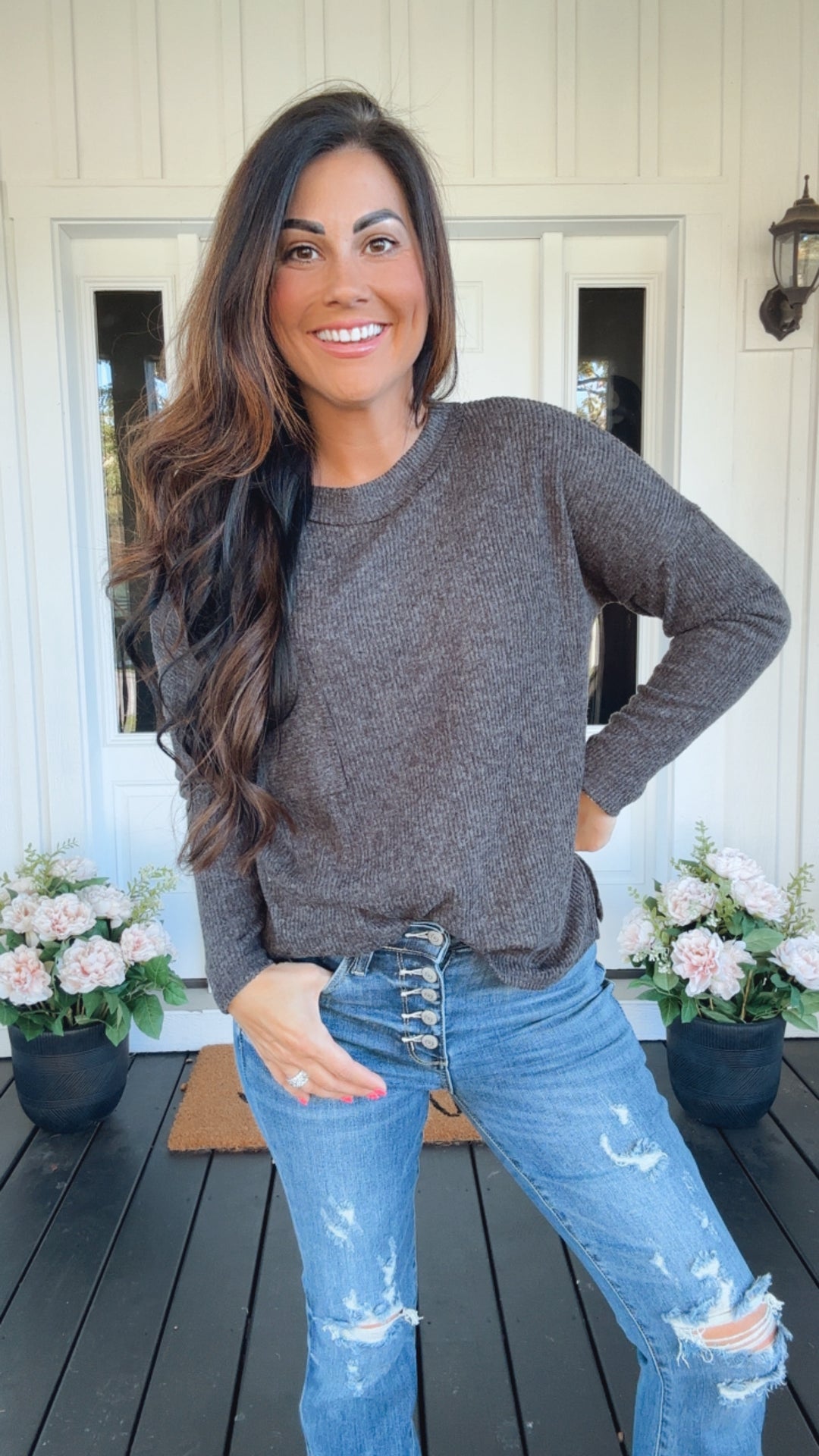 Casual Tuesday Ribbed Knit Sweater in Black
