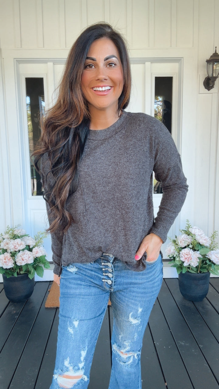 Casual Tuesday Ribbed Knit Sweater in Black