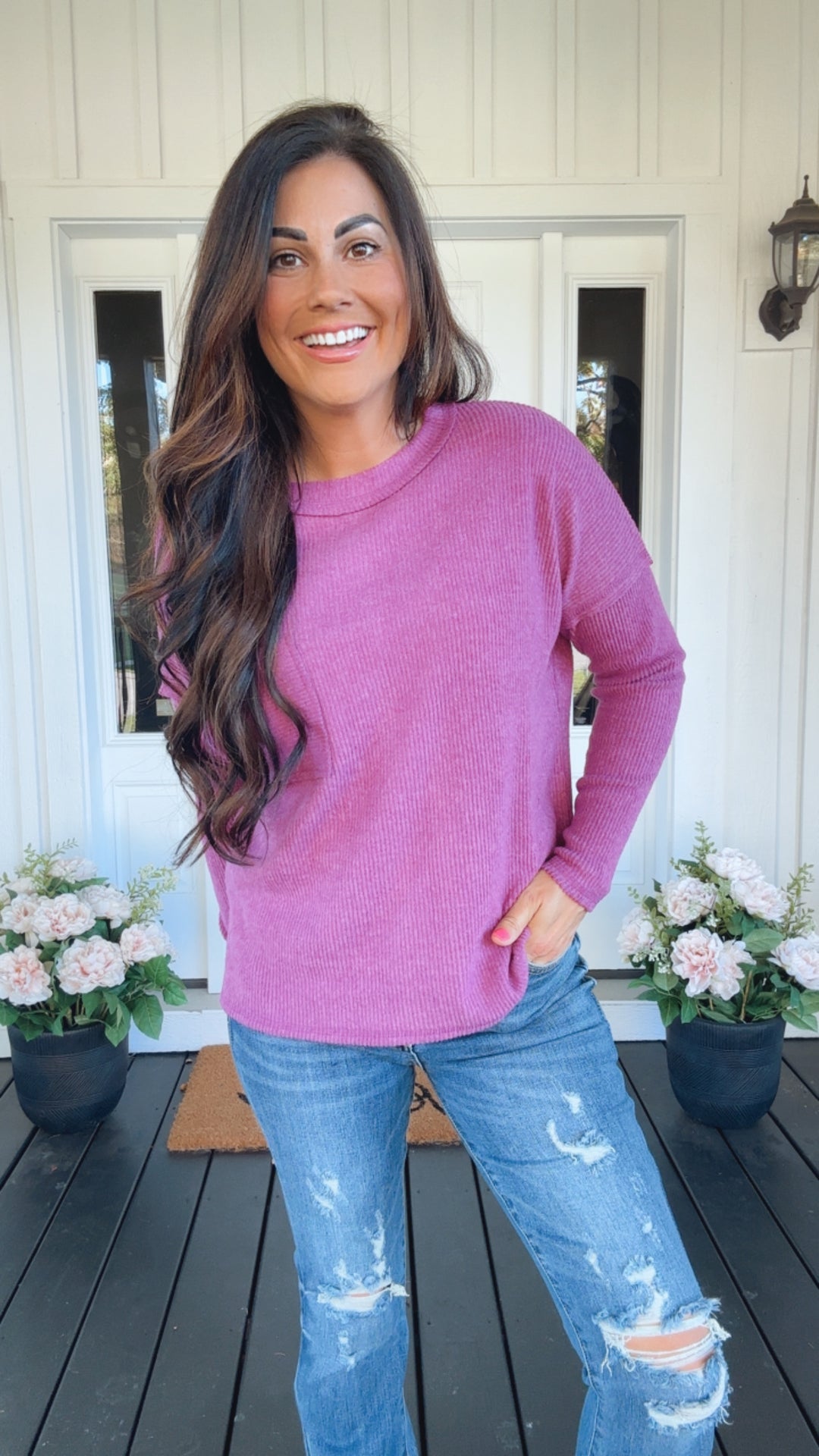 Casual Tuesday Ribbed Knit Sweater in Light Plum