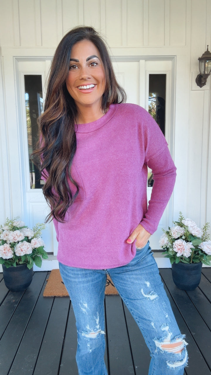 Casual Tuesday Ribbed Knit Sweater in Light Plum