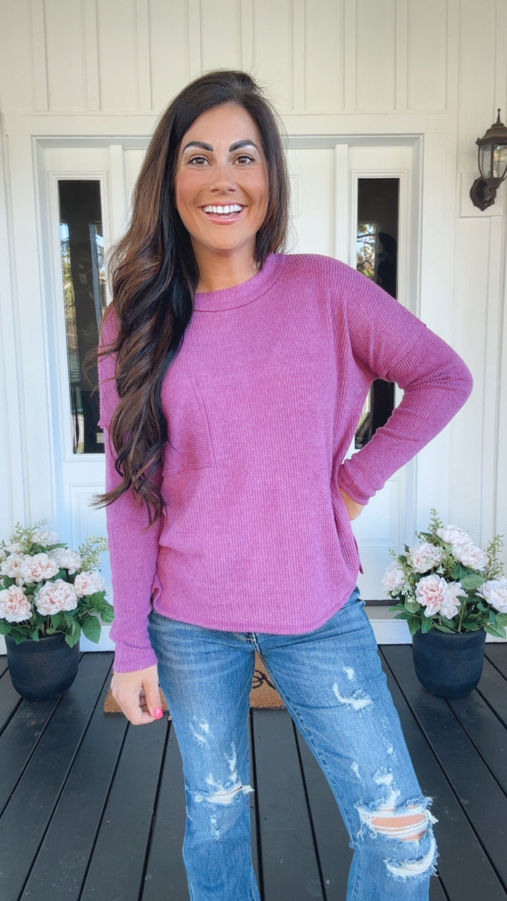 Casual Tuesday Ribbed Knit Sweater in Light Plum