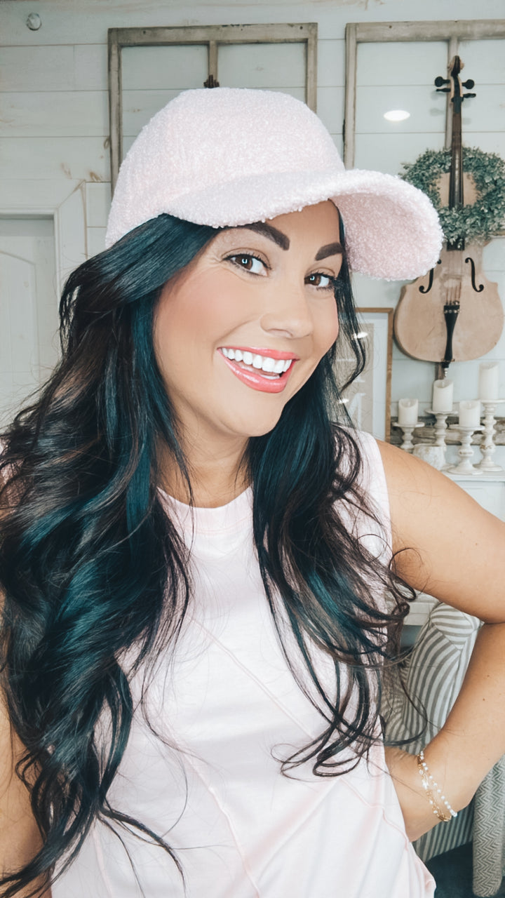 Lyla Sherpa Ball Cap in Pink