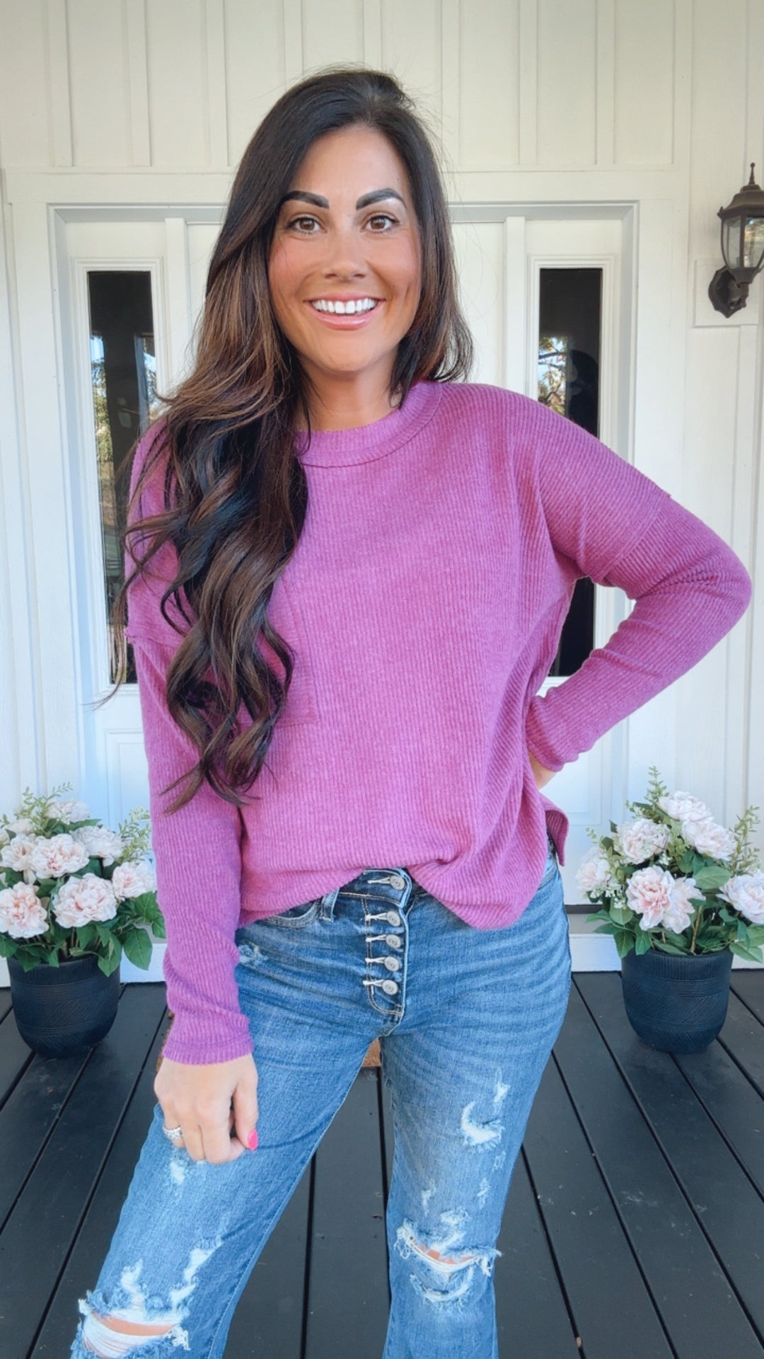 Casual Tuesday Ribbed Knit Sweater in Light Plum
