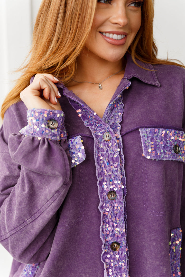 Chaos of Sequins Shacket in Purple