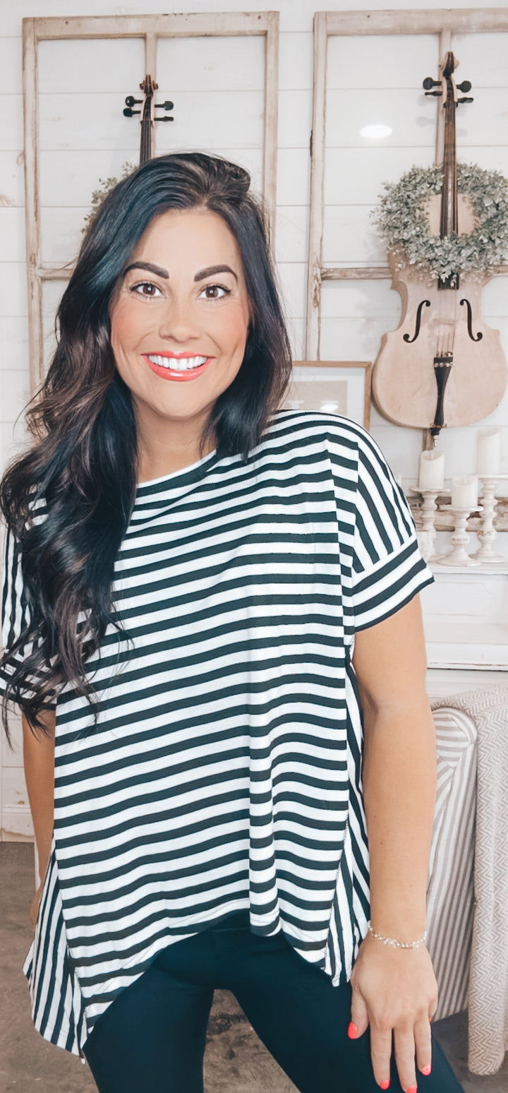 No Stopping It Striped Oversized Top
