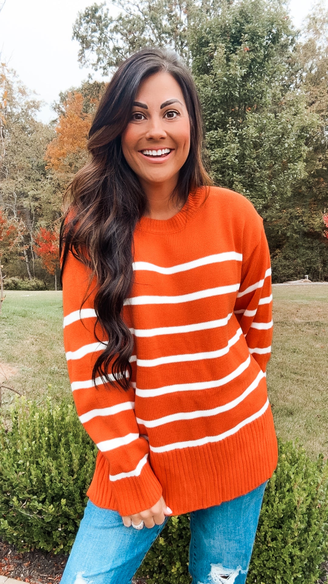 Stand Out Rust Striped Oversized Knit Sweater