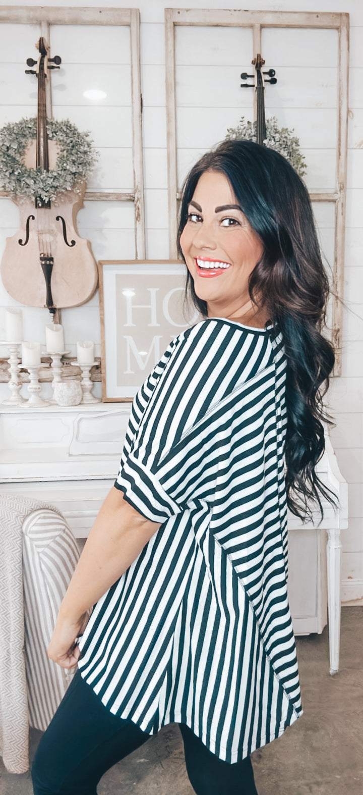 No Stopping It Striped Oversized Top