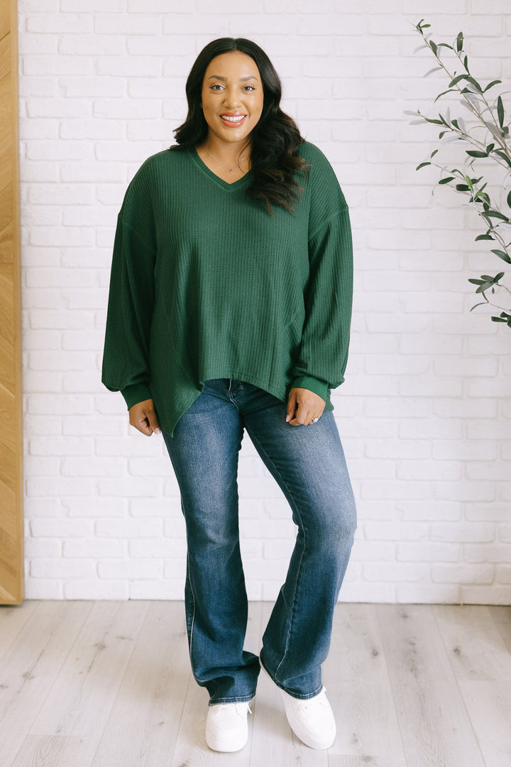 Good Things Are Coming V-Neck Top in Green