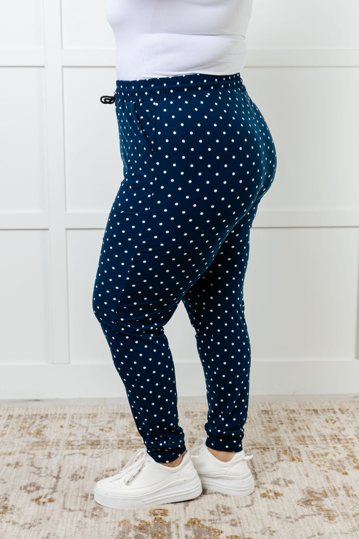 Your New Favorite Joggers in White Polka Dot